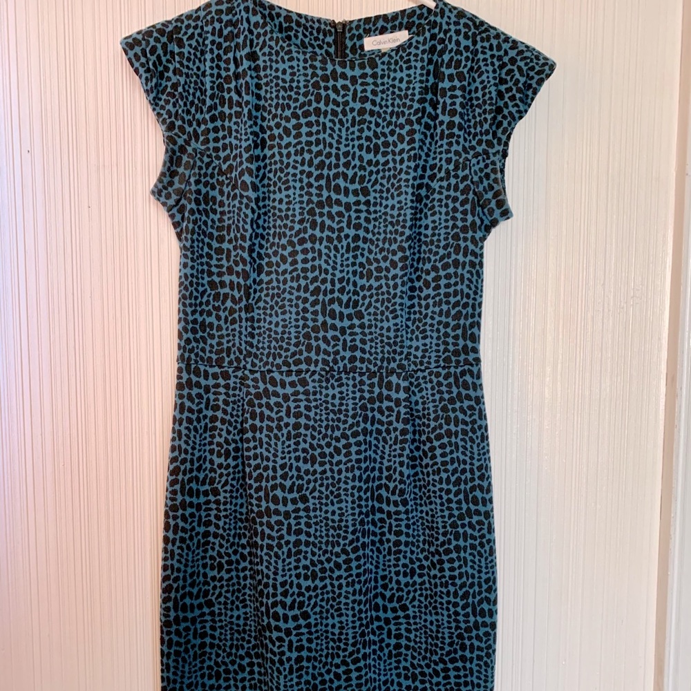 Teal & Black Calvin Klein Midi Dress